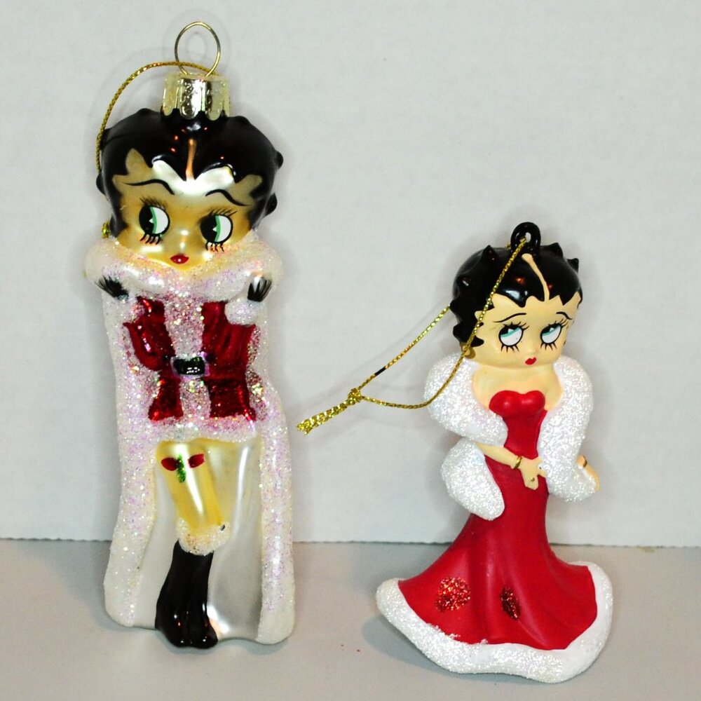 🎄 Vintage Betty Boop Ornament Duo Kurt Adler Holiday Glam Holiday Decor 🎄